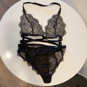 Victoria’s Secret Black Lace Bodysuit Lingerie S Small one piece